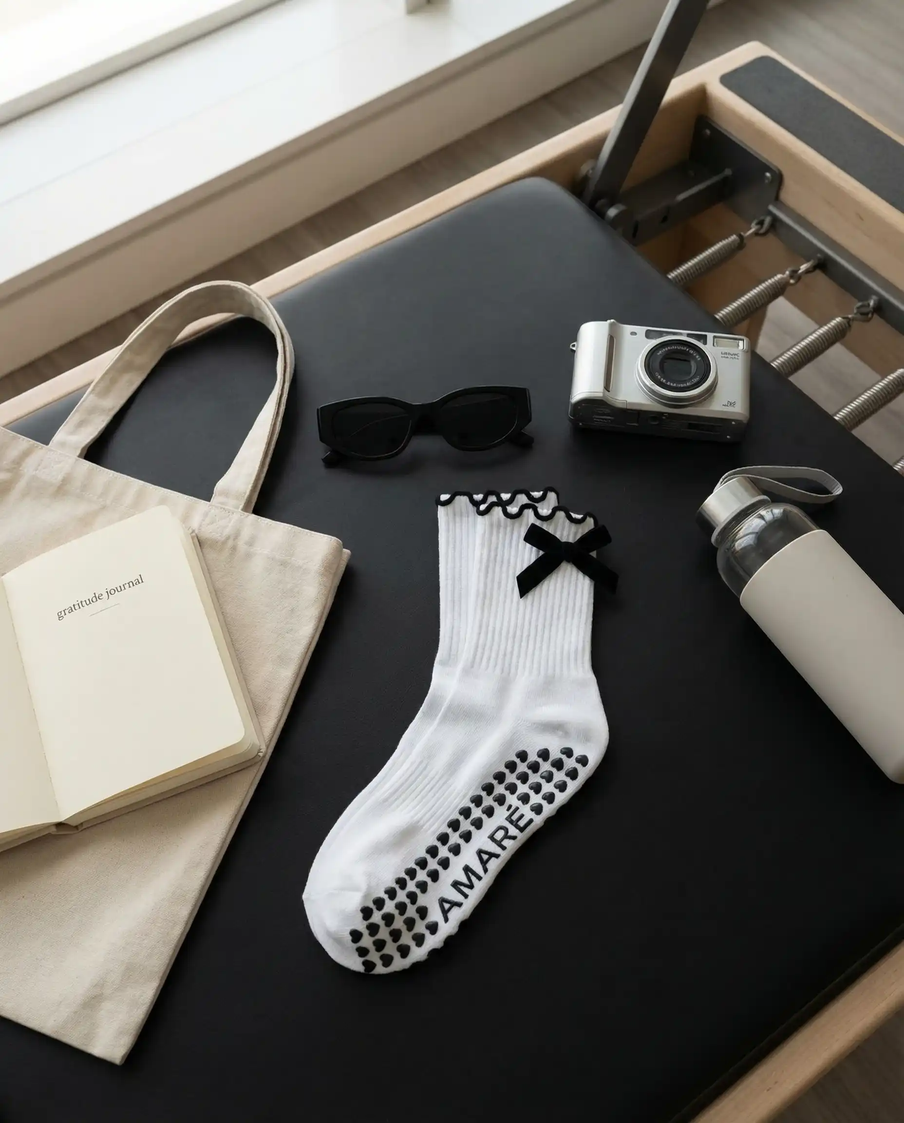 AMARÉ Grip Socks - Black & White — view 2