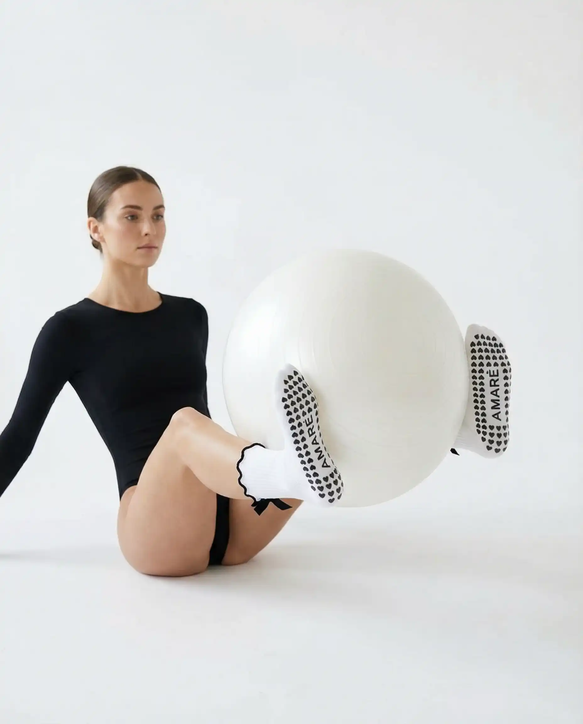 AMARÉ Grip Socks - Black & White — view 3