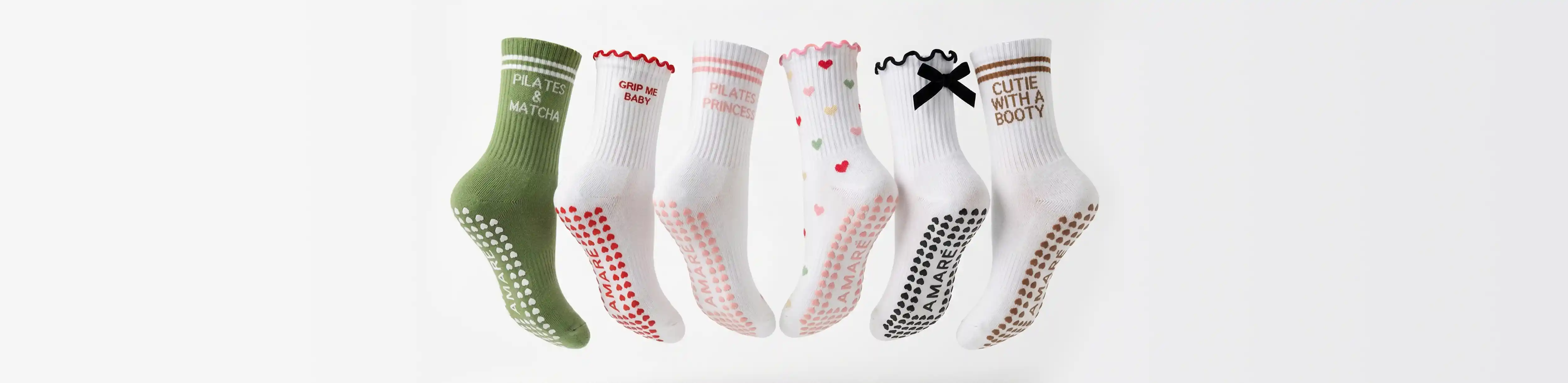 AMARÉ grip socks and retail display