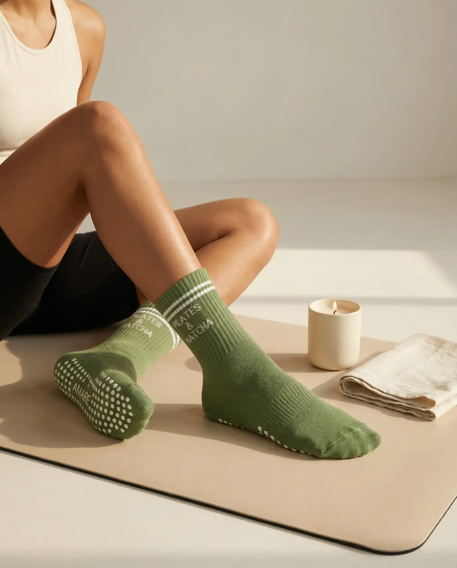 AMARÉ Grip Socks - Matcha — view 5